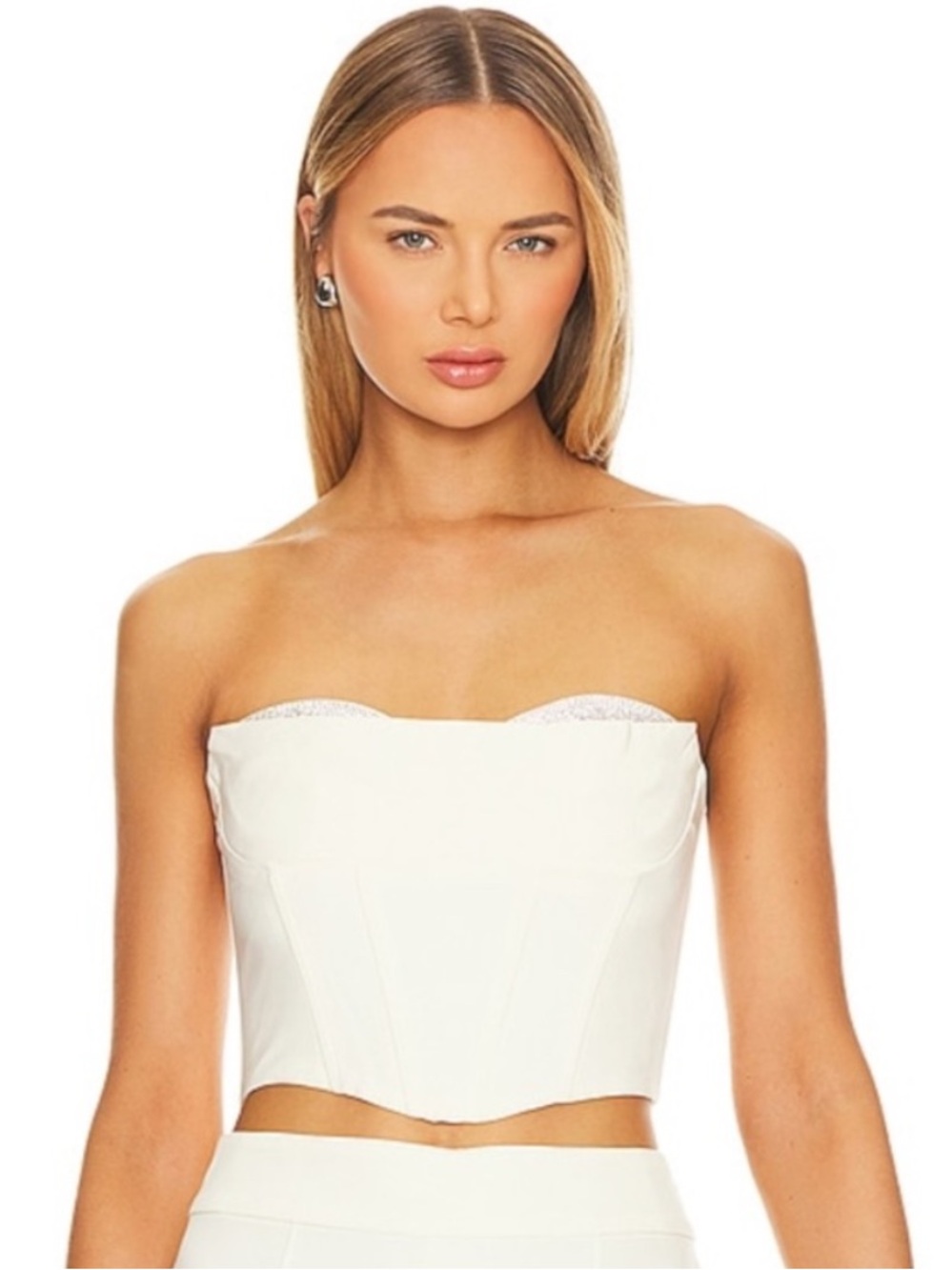Astr Cream Strapless Bustier Top